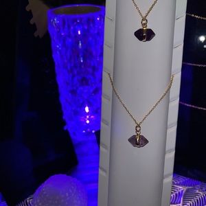 Amethyst Double Pointed Natural Stone Crystal Necklace